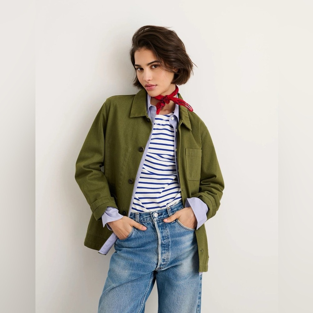 ALEX MILL BRITT WORK JACKET -ARMY OLIVE RECYCLED DENIM